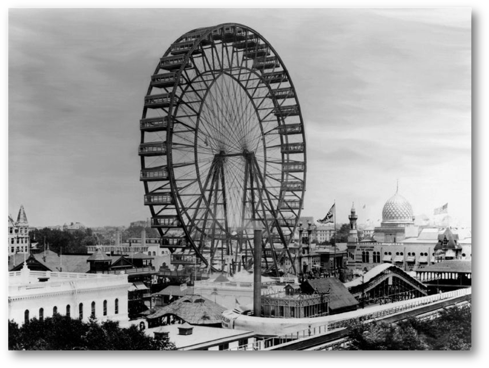 Drawn Ferris Wheel Chicago World - First Ferris Wheel Clipart (1600x1208), Png Download