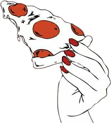 #girls #pizza #tumblr - Red Nails Pink Background Clipart (370x410), Png Download