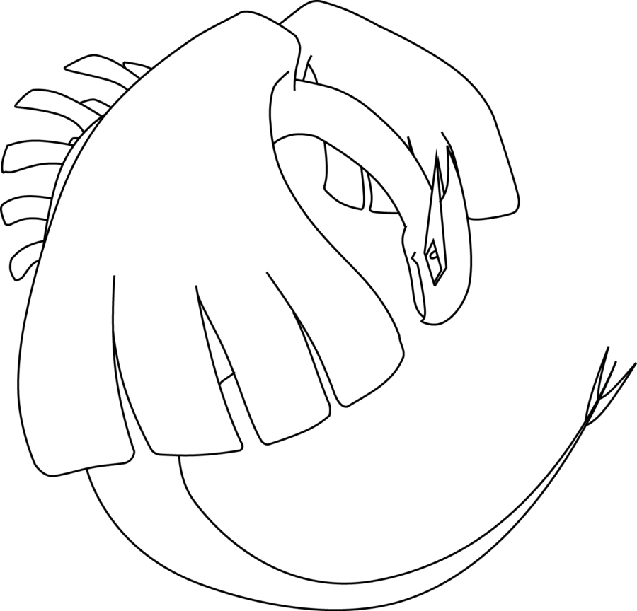 Lineart By W - Lugia Drawings Clipart (900x864), Png Download