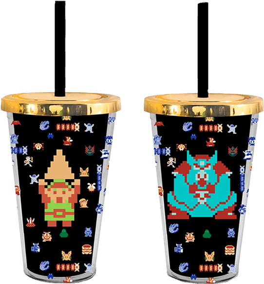 The Legend Of Zelda 8-bit Tumbler With Straw - Legend Of Zelda Tumbler Clipart (542x583), Png Download