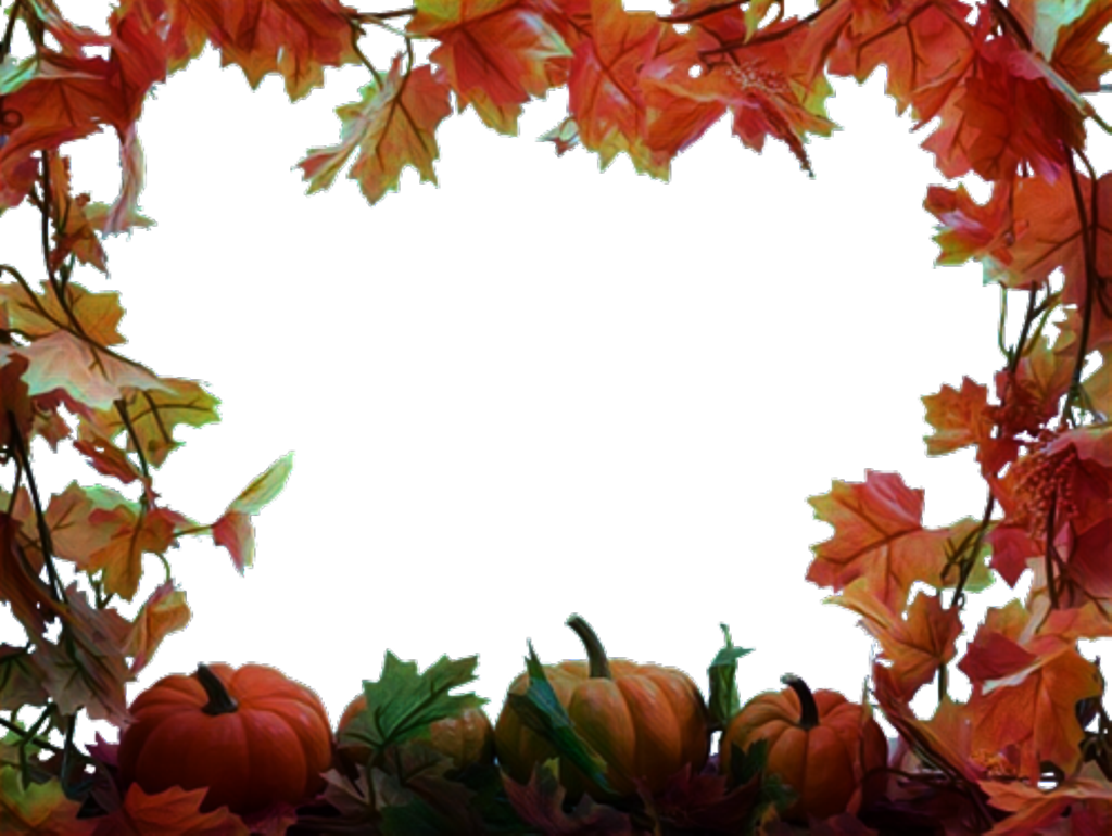 Halloween Pumpkin Autumn Leaves Fall Frame Transparent - Free Thanksgiving Background Clipart - Png Download (1024x770), Png Download