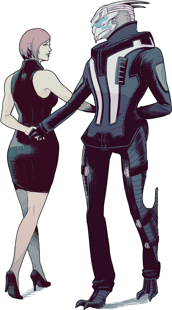My Art Mass Effect Shepard Garrus Vakarian Shakarian - Fem Shepard And Garrus Clipart (556x1000), Png Download
