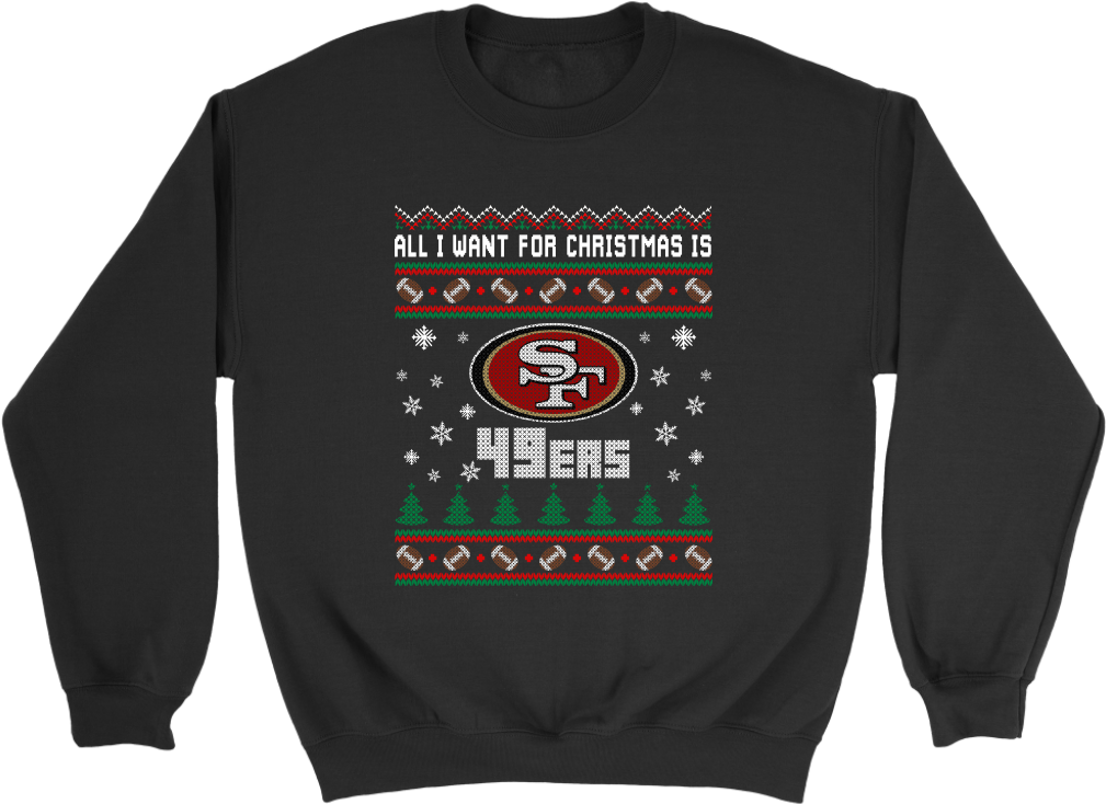 All I Want For Christmas Is San Francisco 49ers Football - T-shirt Clipart (1024x1024), Png Download