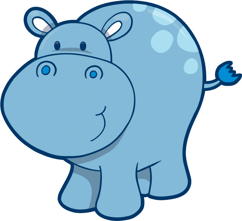 Drawing Hippopotamus Cute - Blue Hippos Cartoon Clipart (800x800), Png Download