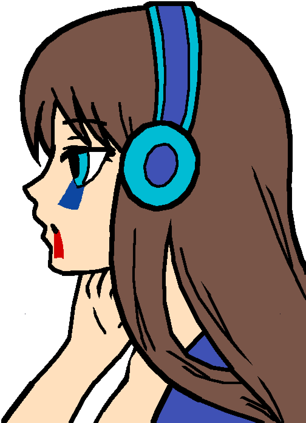 Me *crying And Bleeds* - Anime Girl Easy Drawing Clipart (1008x1392), Png Download