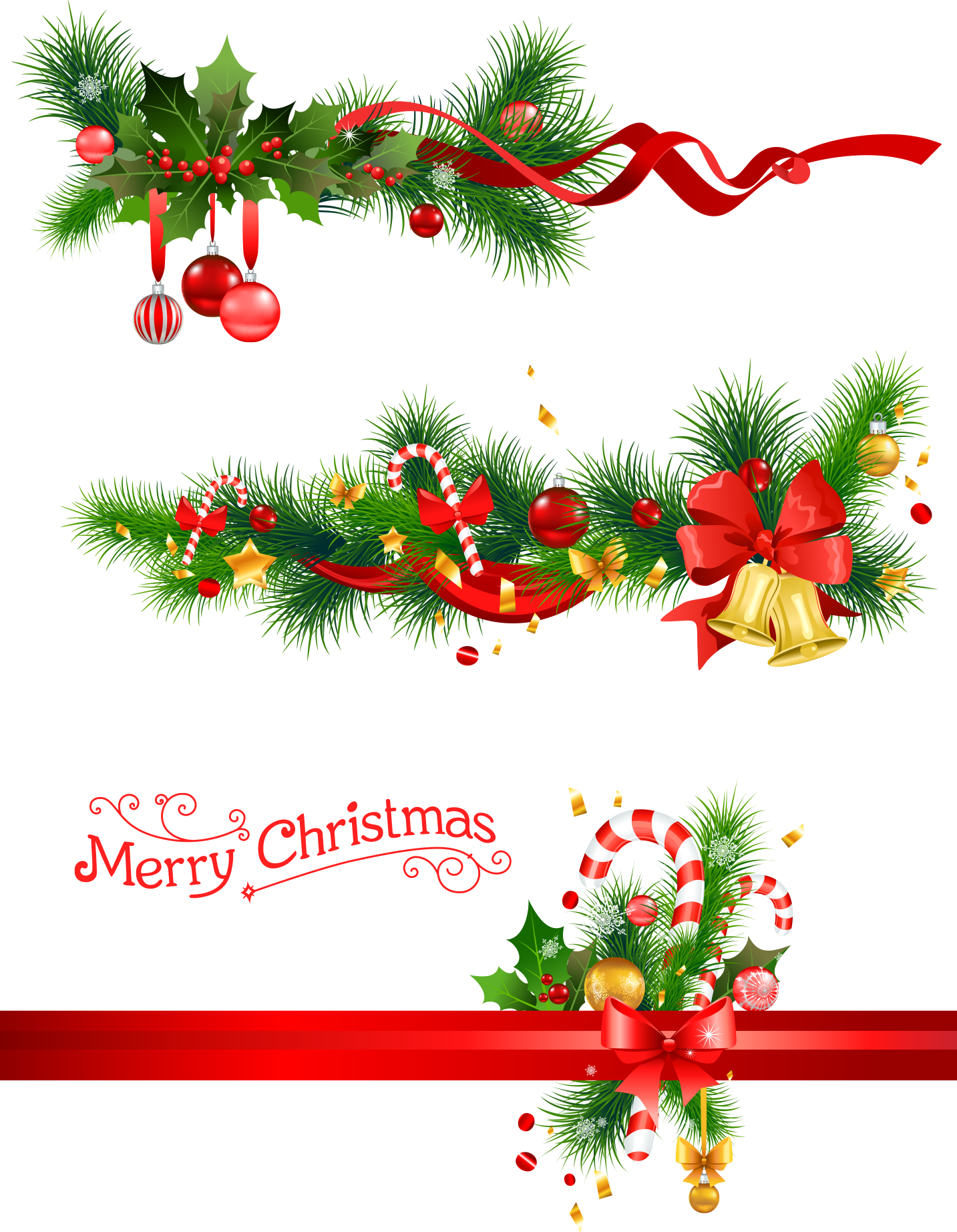 And Cane Branches Tree Candy Decoration Pine Clipart - Merry Christmas Vector Png Transparent Png (1433x1844), Png Download