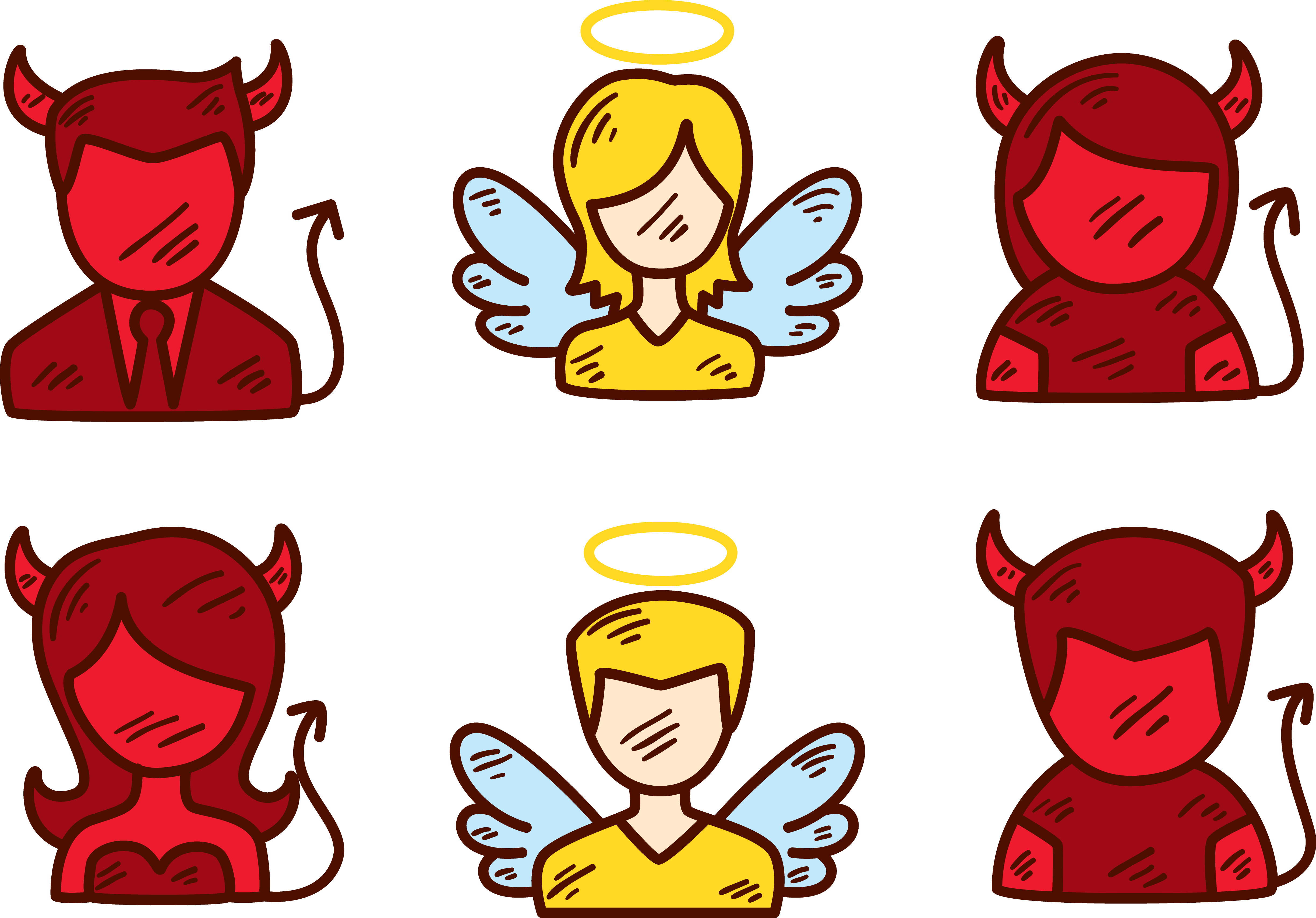 Svg Black And White Library Devil Angel Illustration - Angel And Demon Cartoon Clipart (4891x3412), Png Download