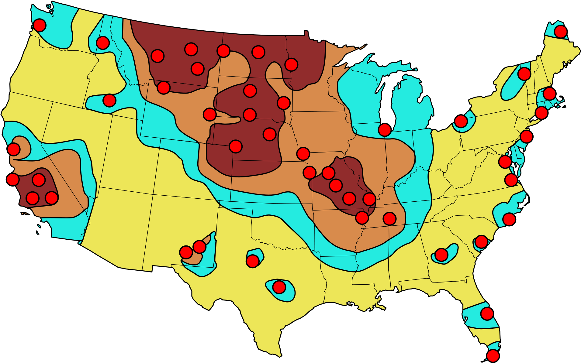 Effects Of Weapons Calculating Page Strike Targets - Nuclear Target Map 2017 Clipart (2000x1242), Png Download