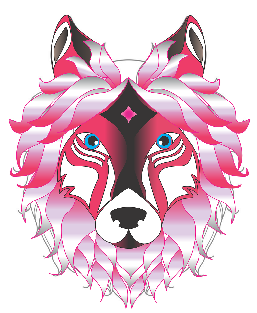 Pink Wolf Head Naughty Png Image - Wolf Clipart (1052x1280), Png Download
