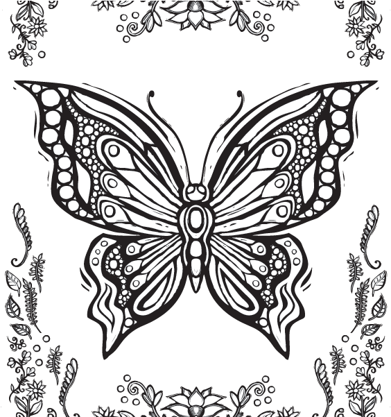 Amazing - Awesome Butterfly Coloring Pages For Adults Clipart (611x600), Png Download