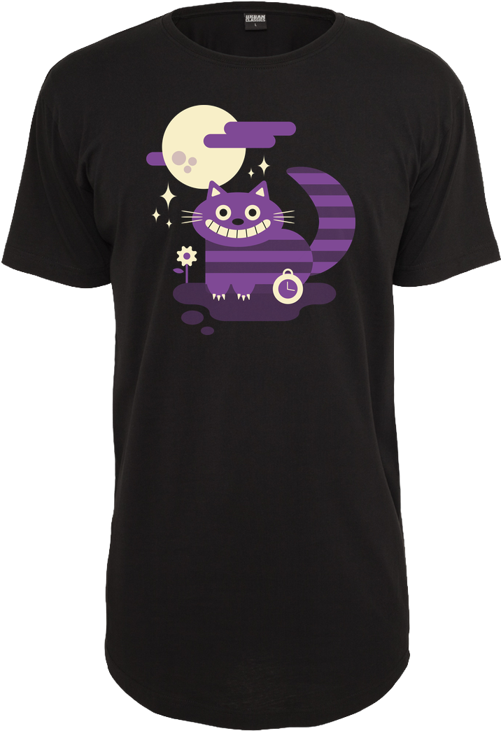Cute Cheshire Cat Urban Classics Long Tee Shirt Front - T-shirt Clipart (716x1045), Png Download