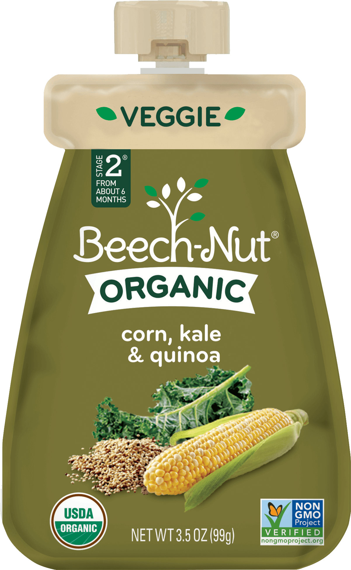 Organic Corn, Kale & Quinoa Pouch - Beech Nut Organic Pouch Clipart (1202x1952), Png Download