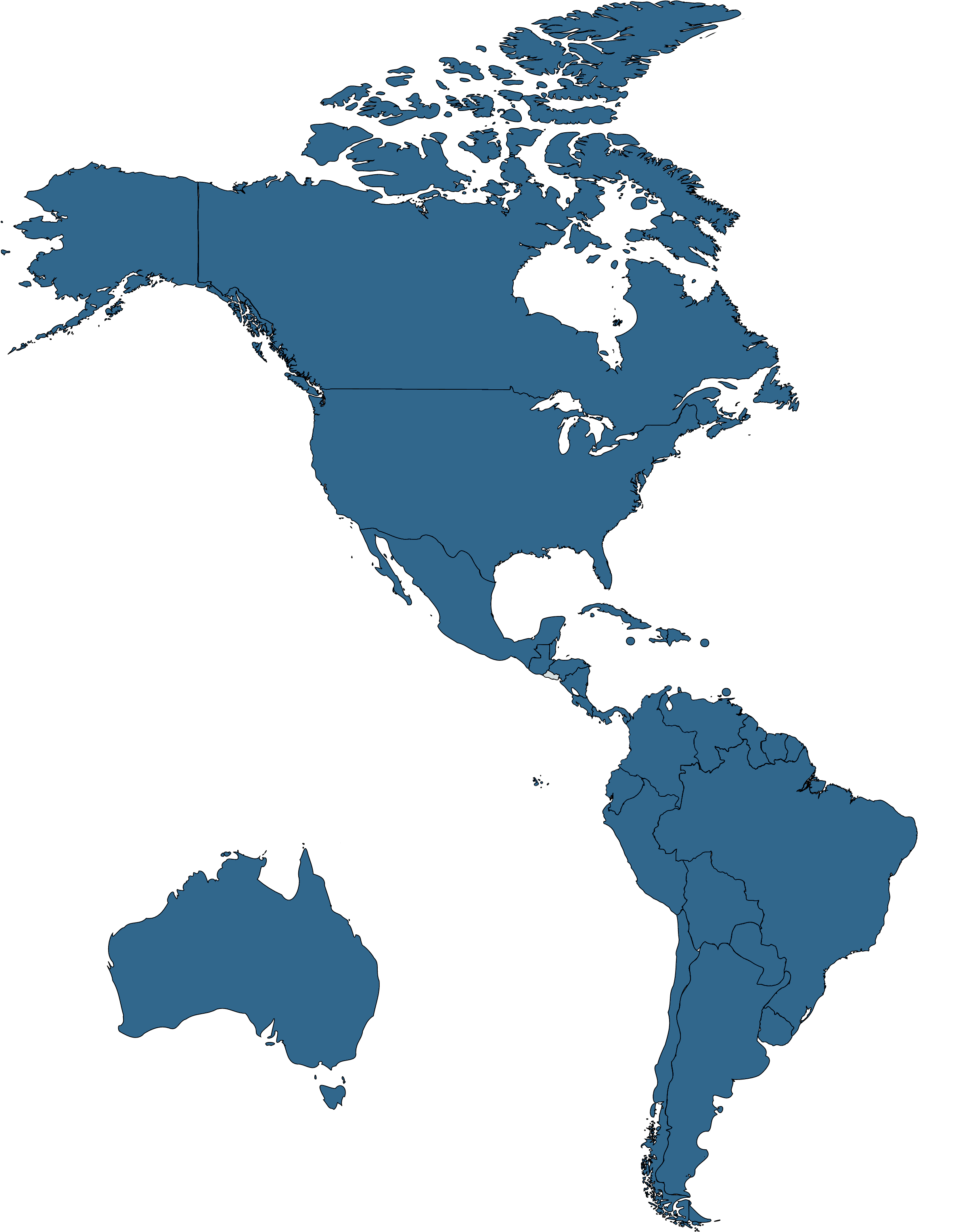 North America Map Silhouette , Png Download - Pacific Rim Map Blank Clipart (2411x3054), Png Download