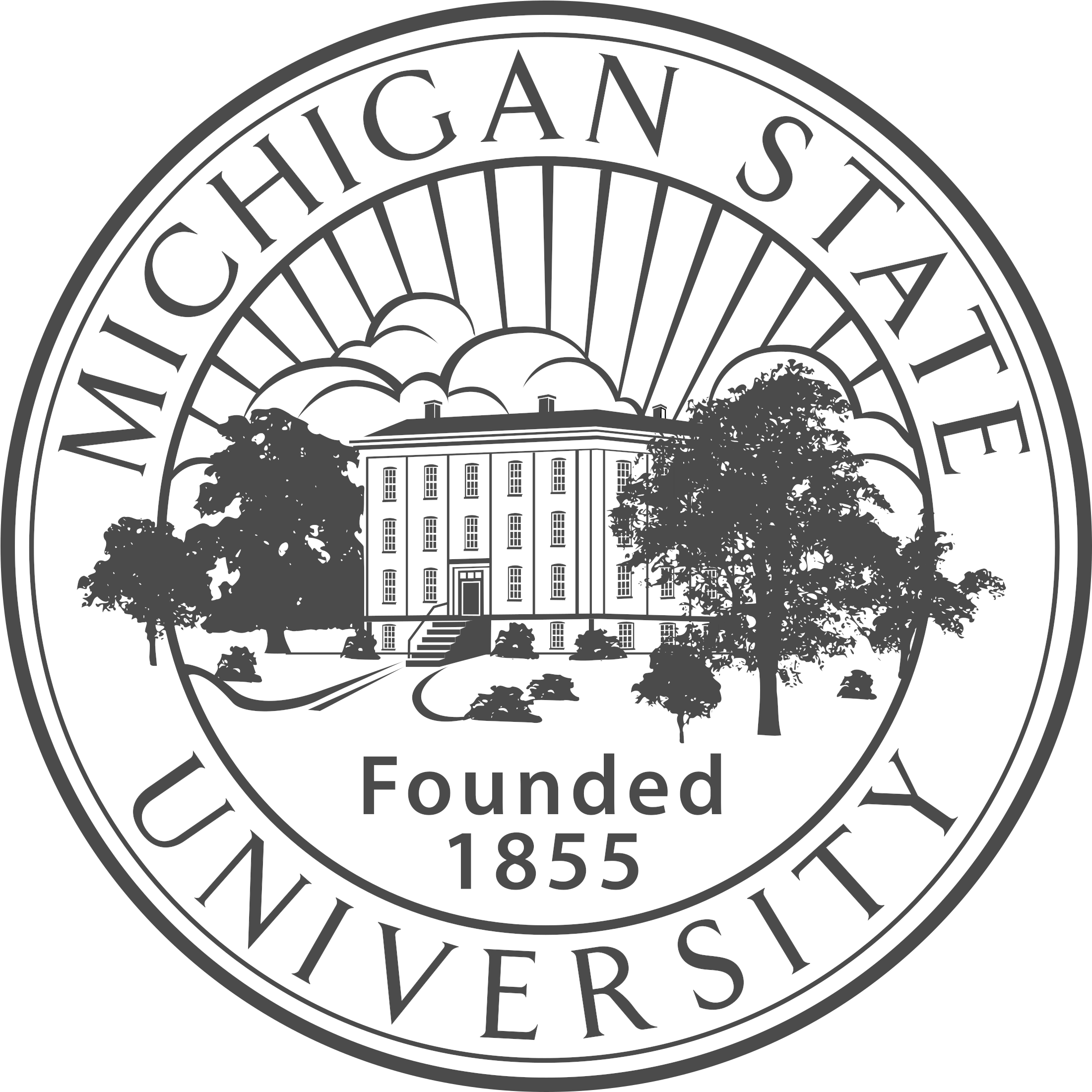 Michigan State Logo Black And White - Black Michigan State Logo Clipart (2400x2400), Png Download