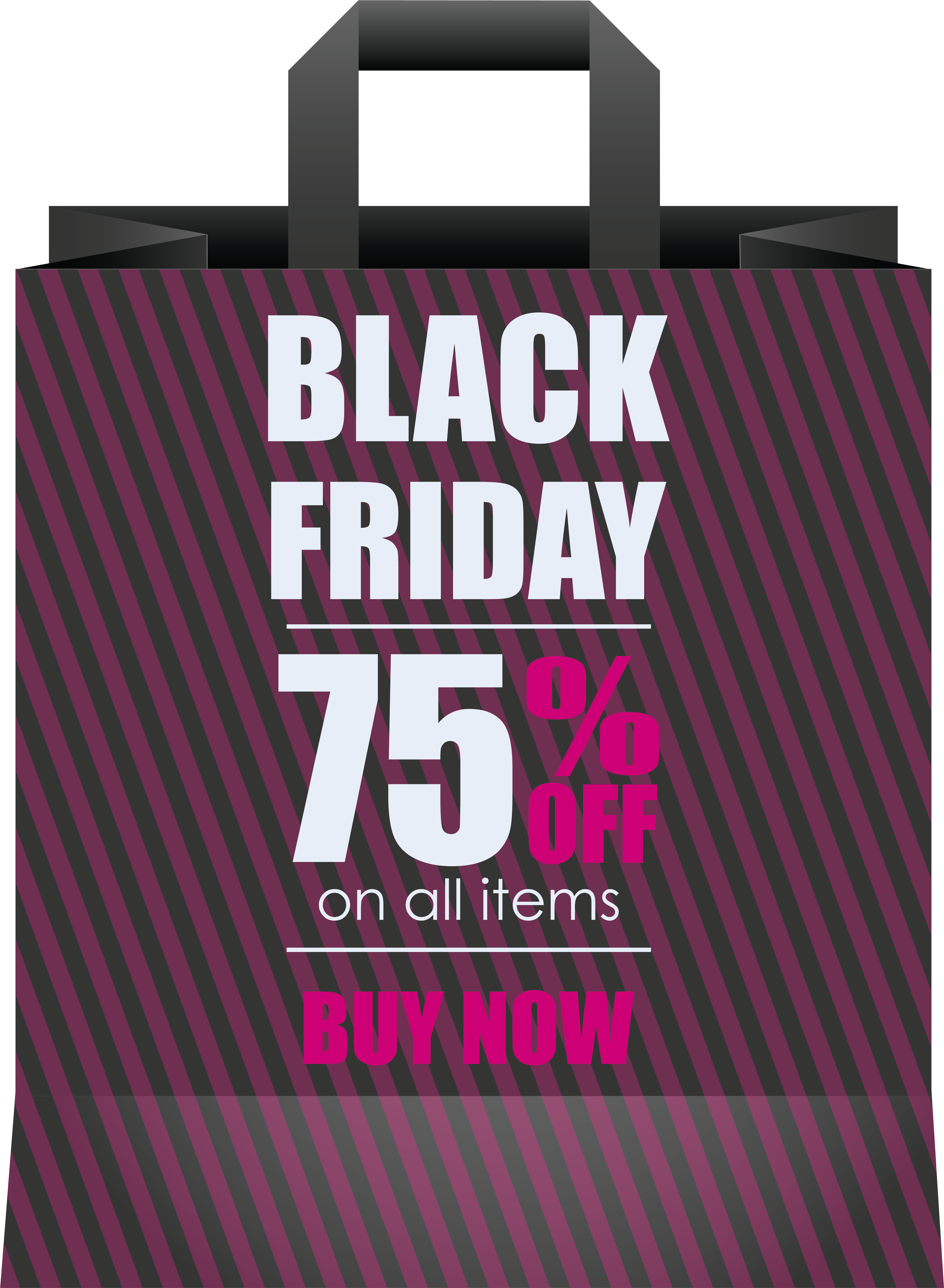 Black Friday 75% Off Black Shoping Bag Png Clipart Transparent Png (4545x6043), Png Download
