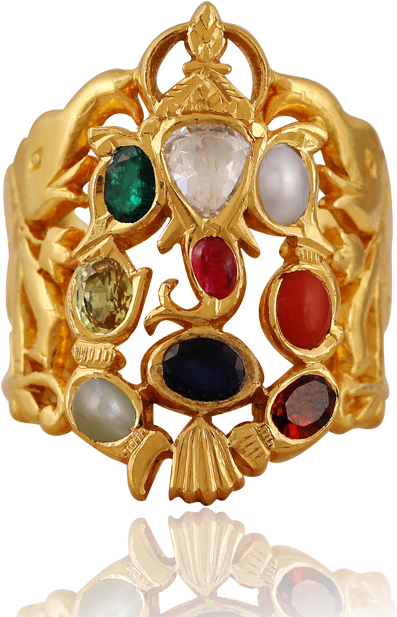 Divine Ganesha Navarathna Ring Clipart (1000x1000), Png Download