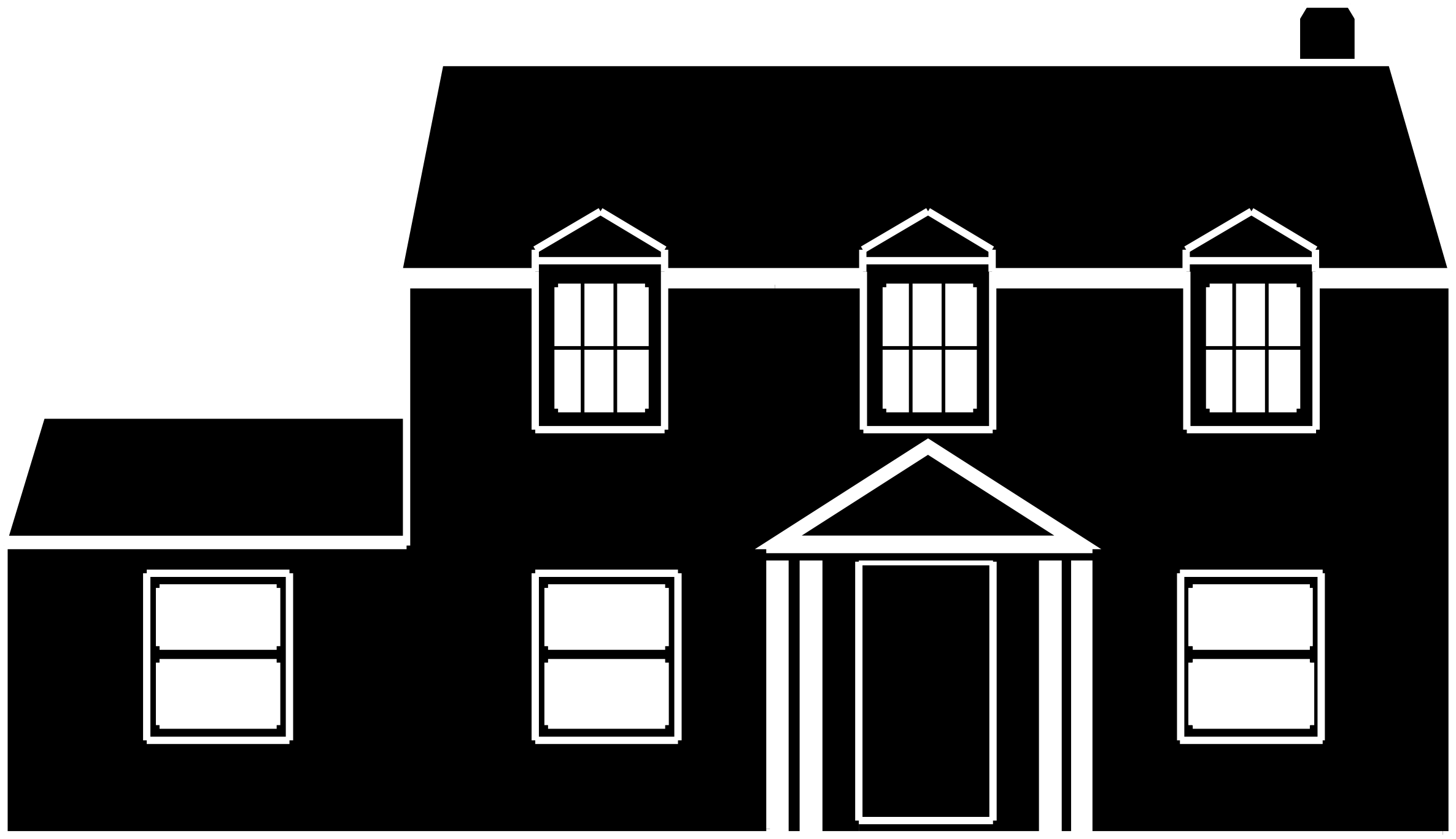 New Black And White House - House Clipart Black - Png Download (2372x1367), Png Download