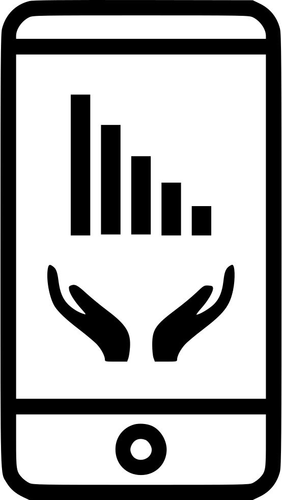 Cell Phone Bars Data Down Hand Hand Comments - Cell Phone Data Icon Clipart (554x980), Png Download