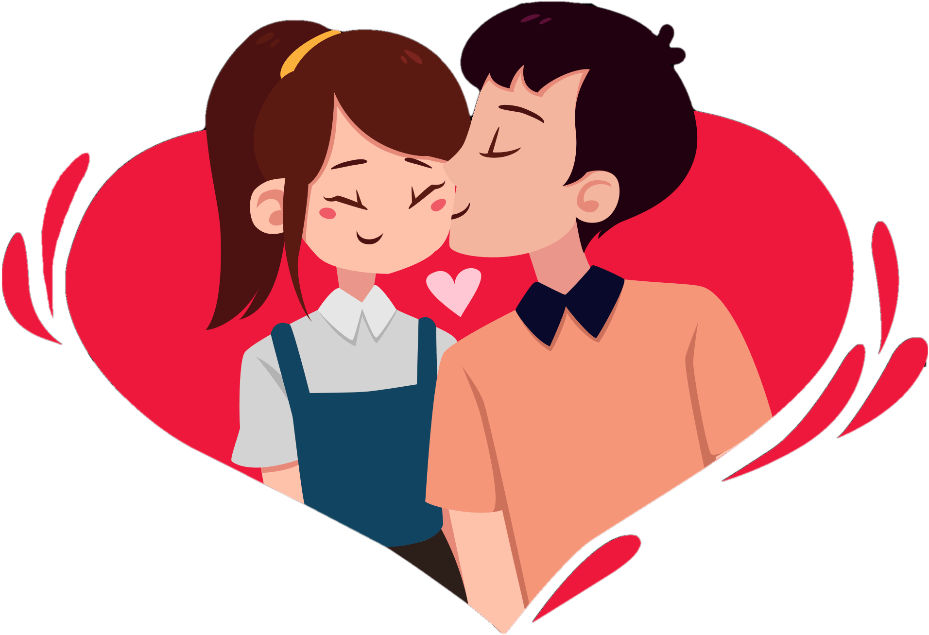 Cartoon Love Couple Png Romantic Images - Valentines Day Couple Clipart Transparent Png (2048x2048), Png Download