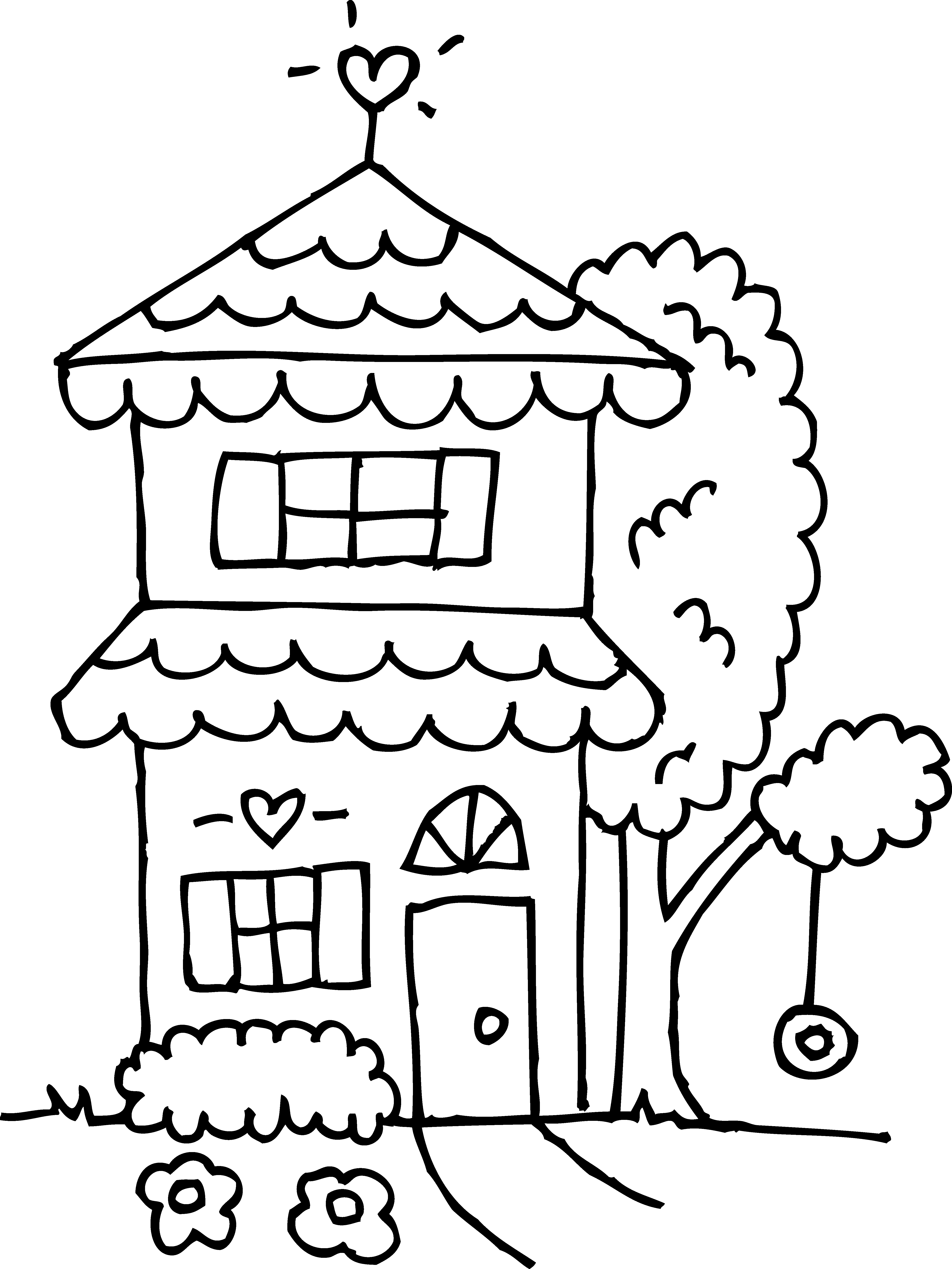 White House Clipart House Shape - Cute House Coloring Page - Png Download (4844x6458), Png Download
