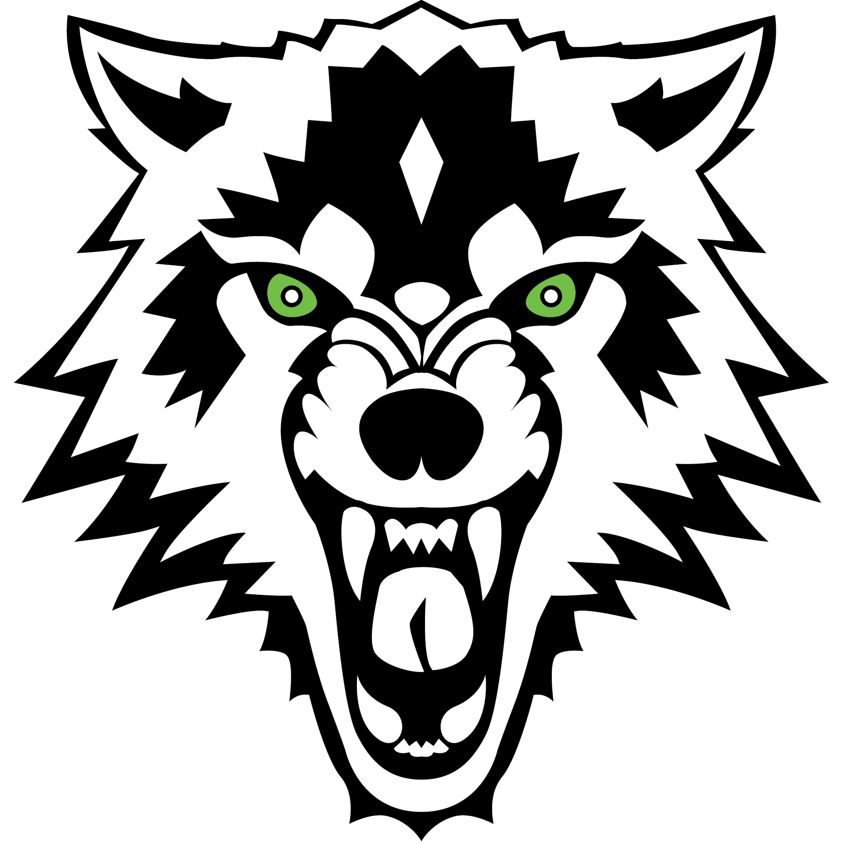 Download - White And Black Wolf Sticker Clipart (1682x1682), Png Download
