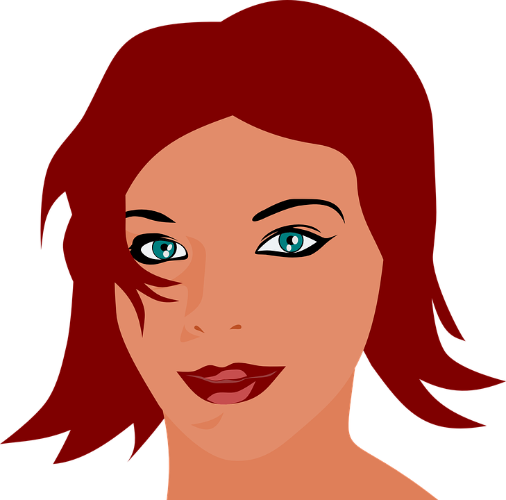Woman, Red Hari, Face, Smile, Blue Eyes, Lipstick - Acupressure Bad Breath Clipart (729x720), Png Download