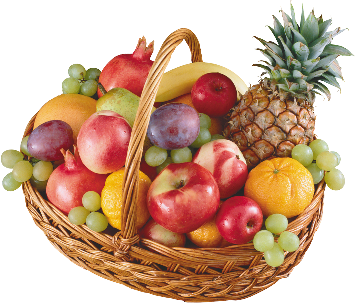 Basket With Fruits Png Clipart - Basket Of Fruits Png Transparent Png (1226x1020), Png Download