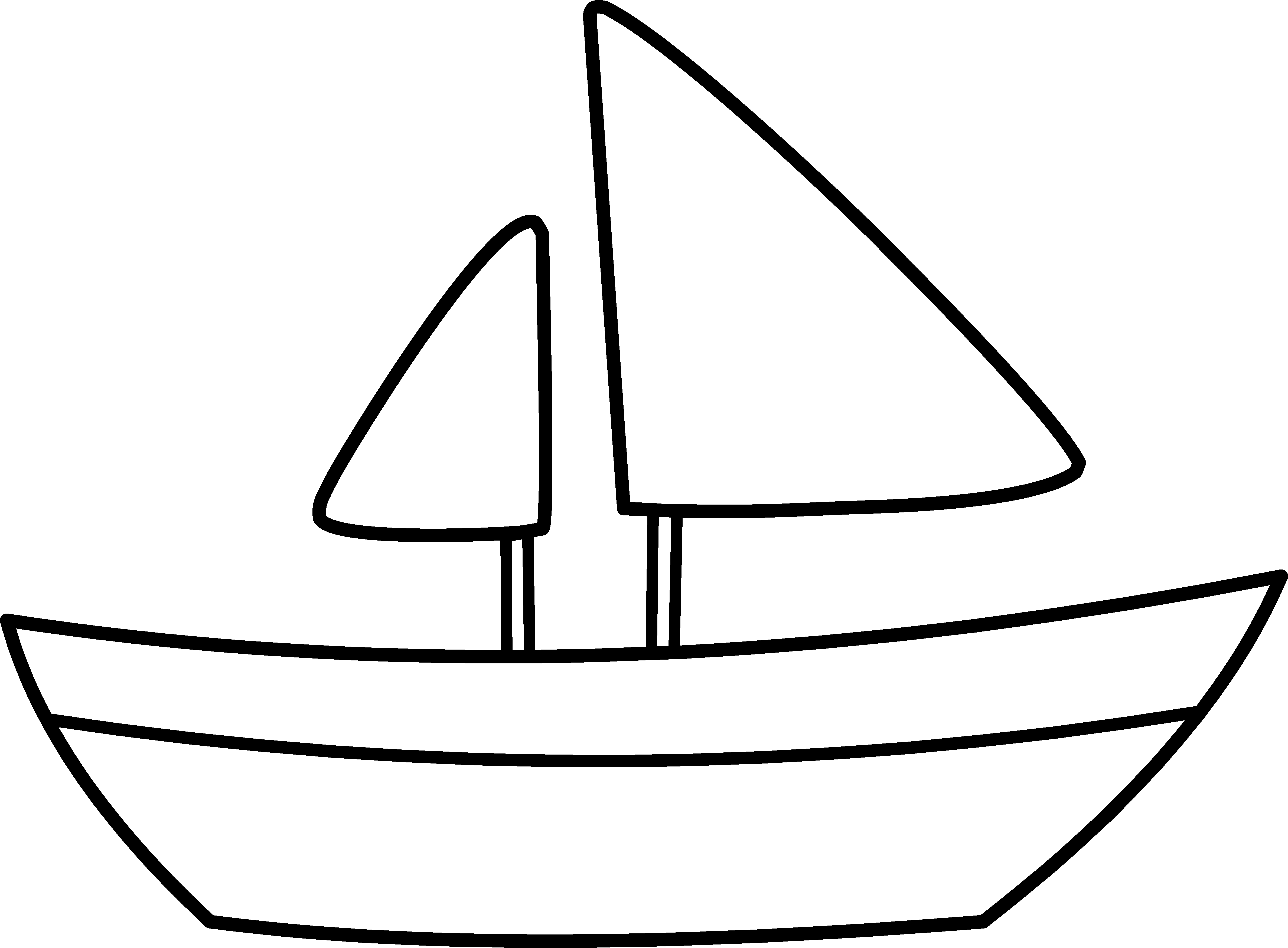 Simple Sailboat Coloring Page - White Clipart Boat - Png Download (4757x3504), Png Download