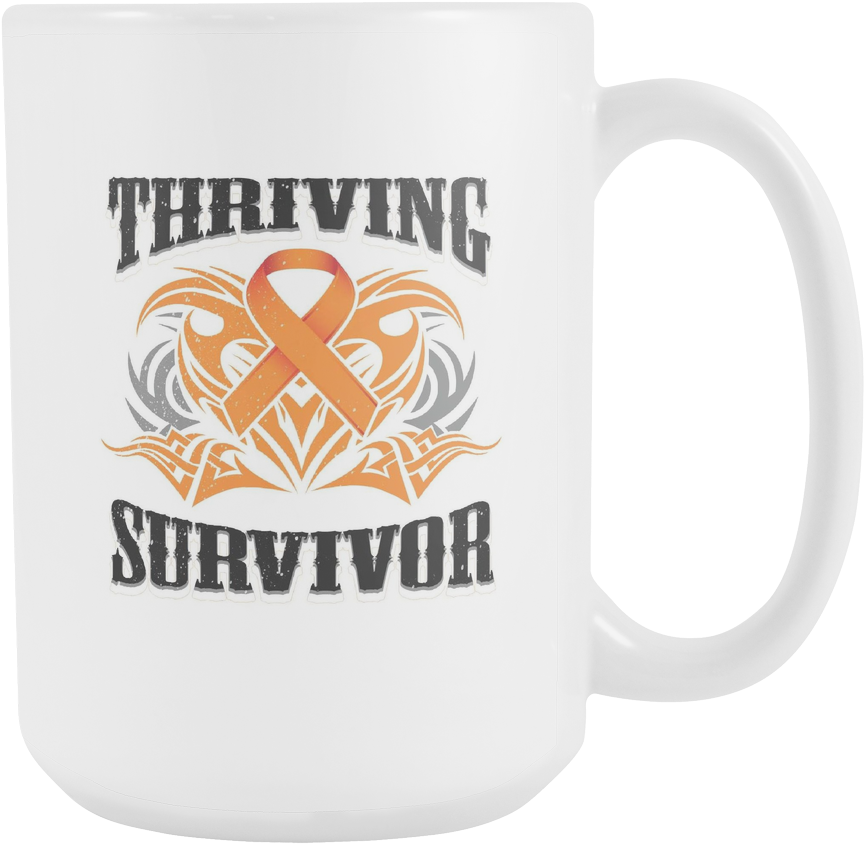 Thriving Survivor Orange Ribbon Kidney Cancer Awareness Clipart (865x844), Png Download