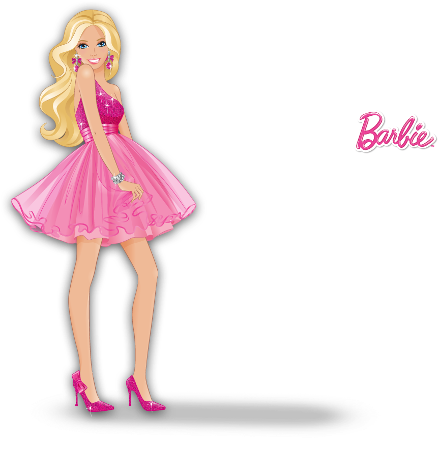 Clipart Black And White Library Group With Items Image - Barbie With No Background - Png Download (1600x974), Png Download