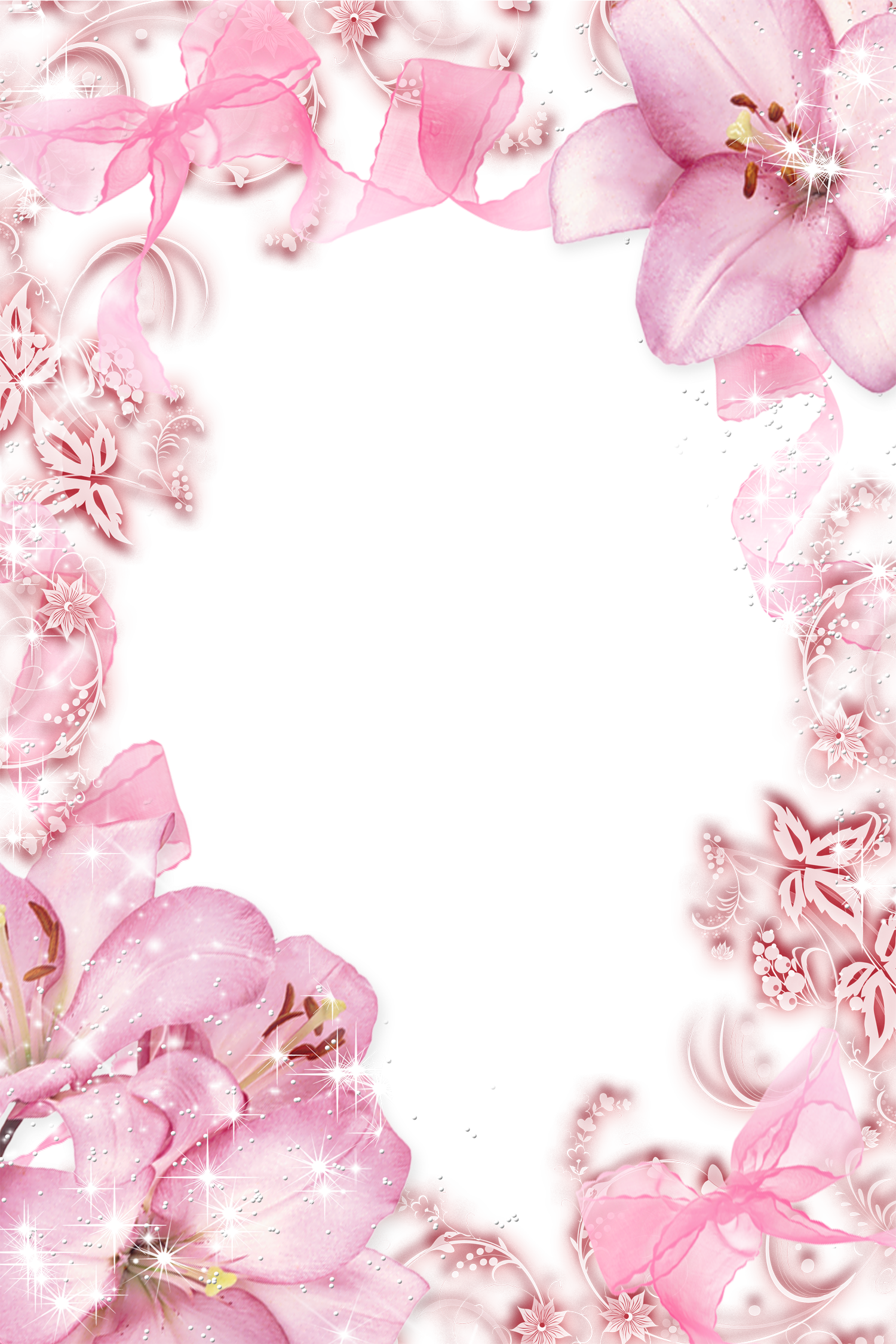 Cute Pink Flower Clipart - Transparent Background Flower Border Png (1500x2250), Png Download