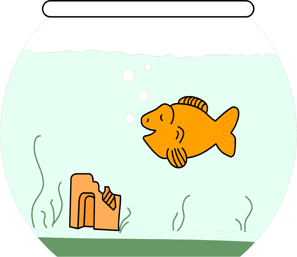 Free Stock Photo Illustration Of A Cartoon - Cartoon Goldfish In Bowl Clipart (958x832), Png Download