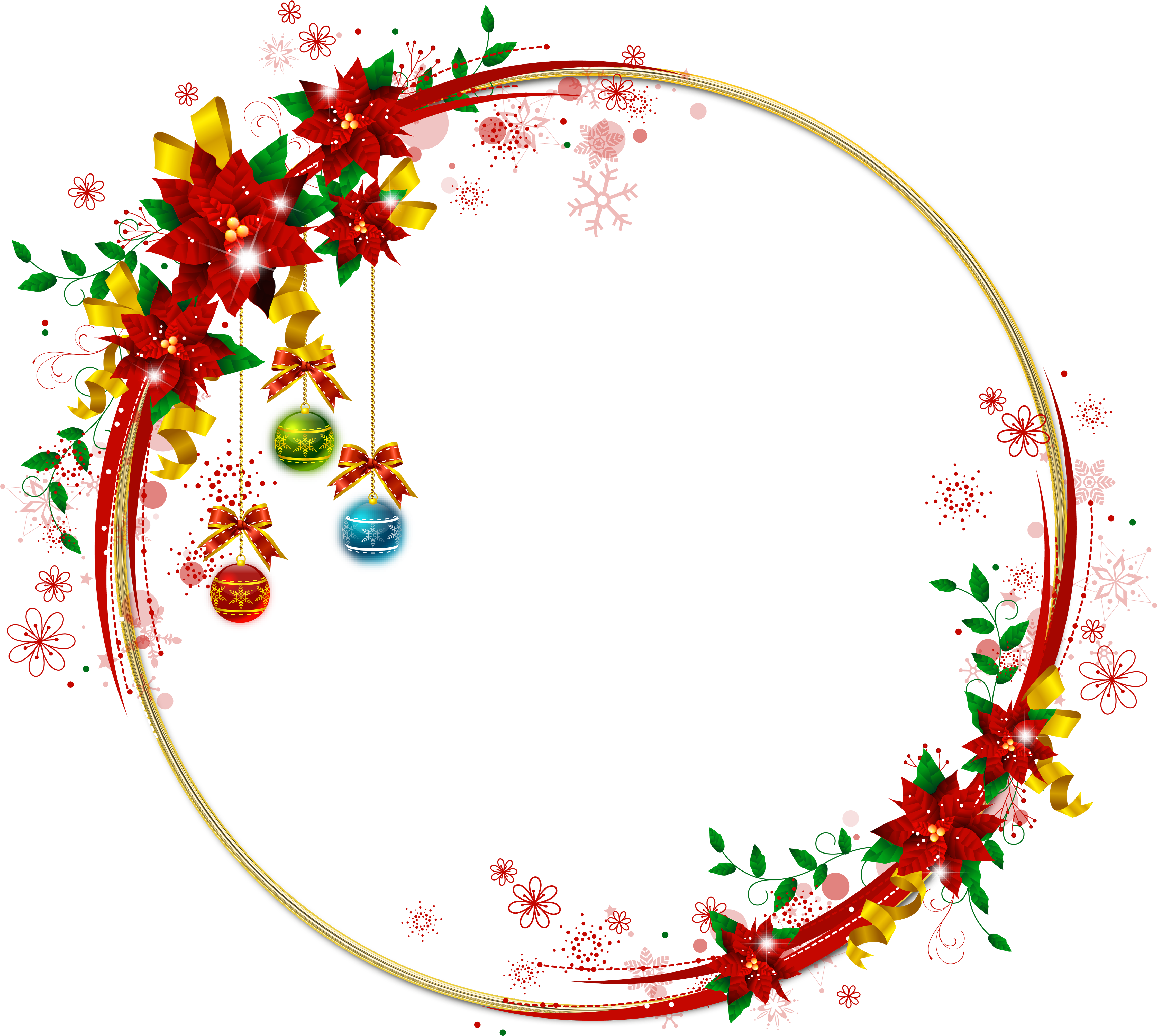4500 X 4058 53 - Christmas Round Frame Png Clipart (4500x4058), Png Download