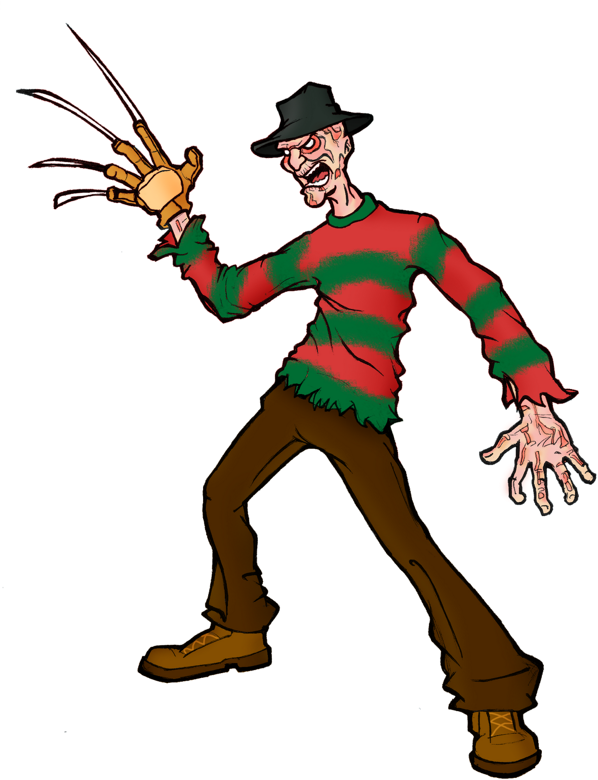 Freddy Krueger - Freddy Krueger Cartoon Drawing Clipart (1217x1600), Png Download
