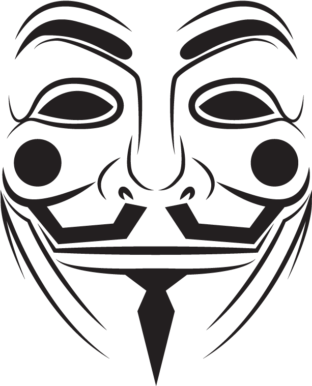 Jpg Freeuse Library Anonymous Drawing Vendetta Mask - Adesivi Bianco E Nero Clipart (612x792), Png Download
