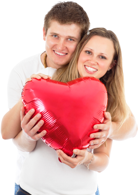 Download Young Couple Holding A Red Heart Pillow Png - Love Couple Pic Png Clipart (500x666), Png Download