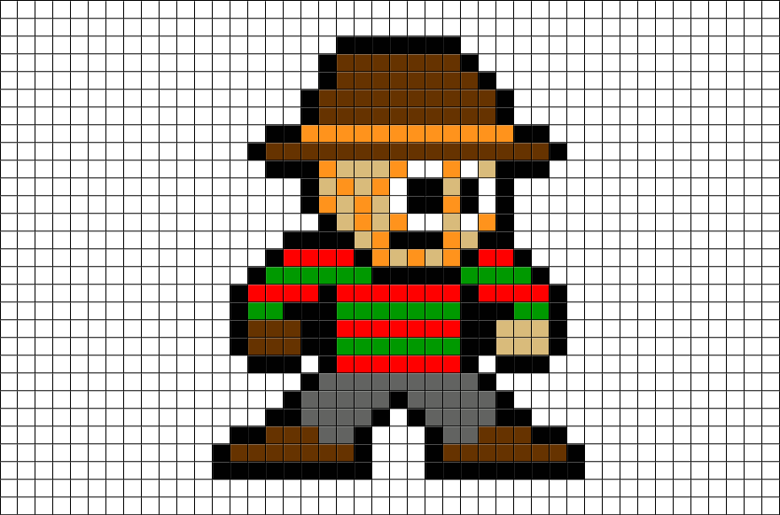 Pixel Art Freddy Krueger Clipart (880x581), Png Download