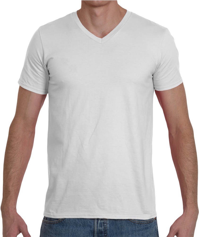 Soft Spun Fashion Fit V Neck T Shirt - Polo Blanc De Marque Clipart (1000x1000), Png Download