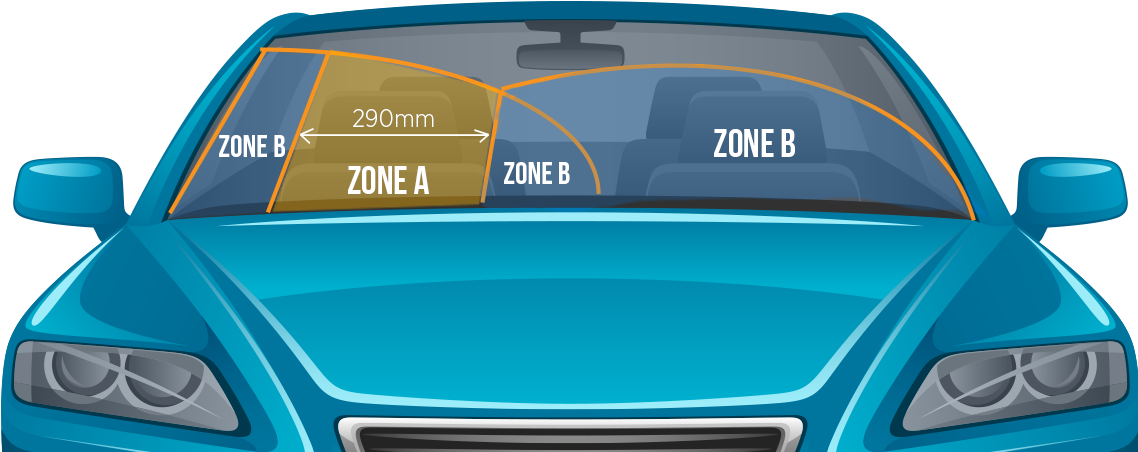 Windscreen Dyagram - Can I Drive With Badly Cracked Windscreen Clipart (1141x472), Png Download