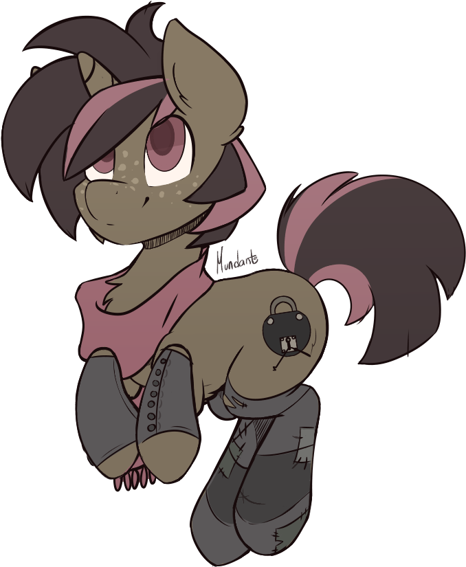 Mundante, Bandana, Clothes, Freckles, Hooves Up, Looking - Cartoon Clipart (776x949), Png Download