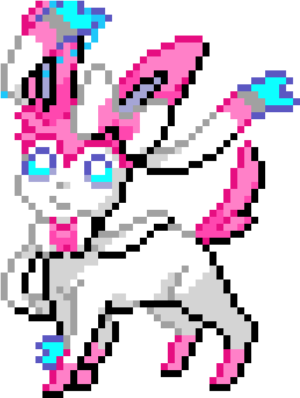 Sylveon - Minecraft Sylveon Pixel Art Clipart (550x620), Png Download