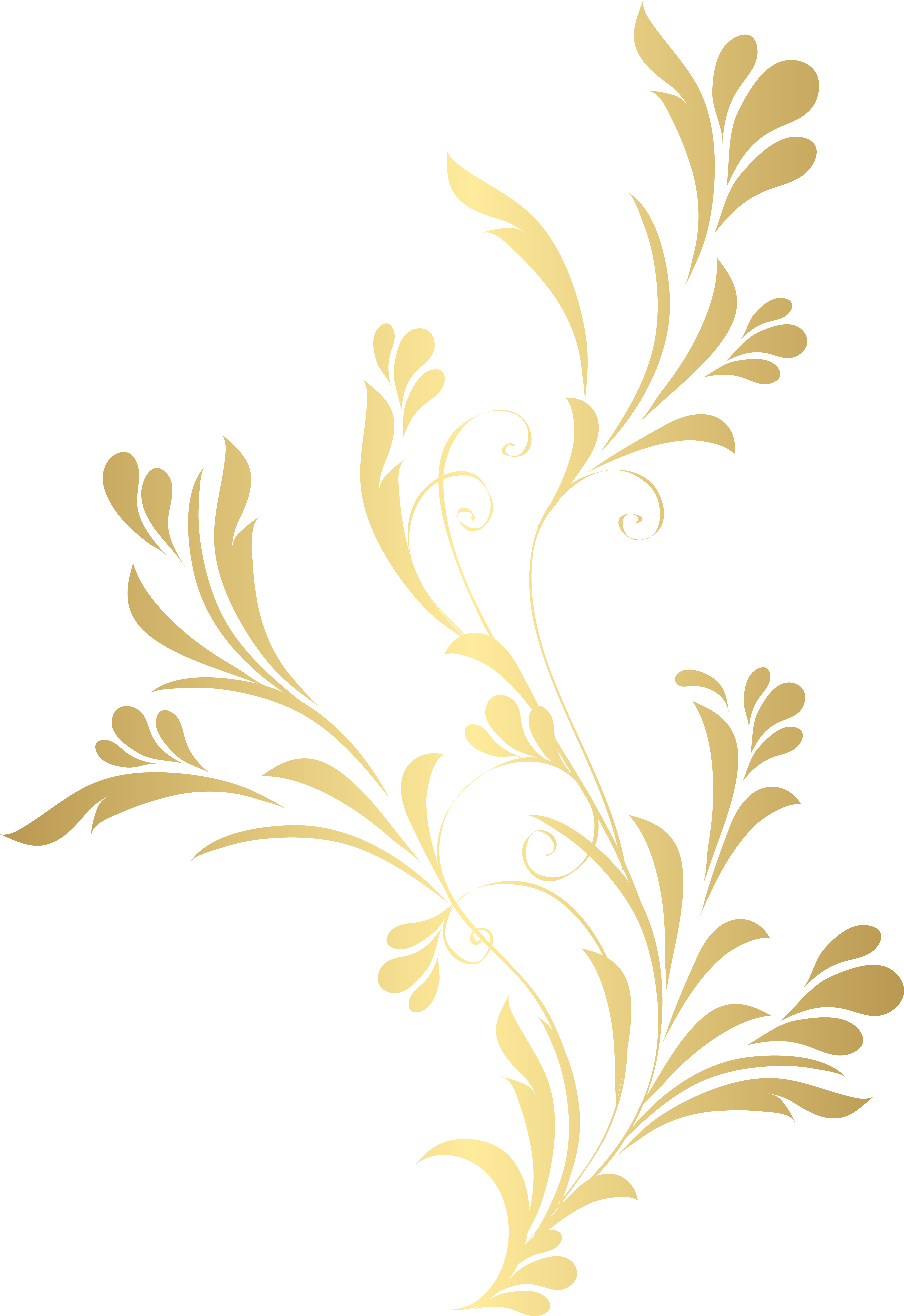 Floral Gold Element Png Clip Art - Gold Flower Clipart Transparent Background (5519x8000), Png Download
