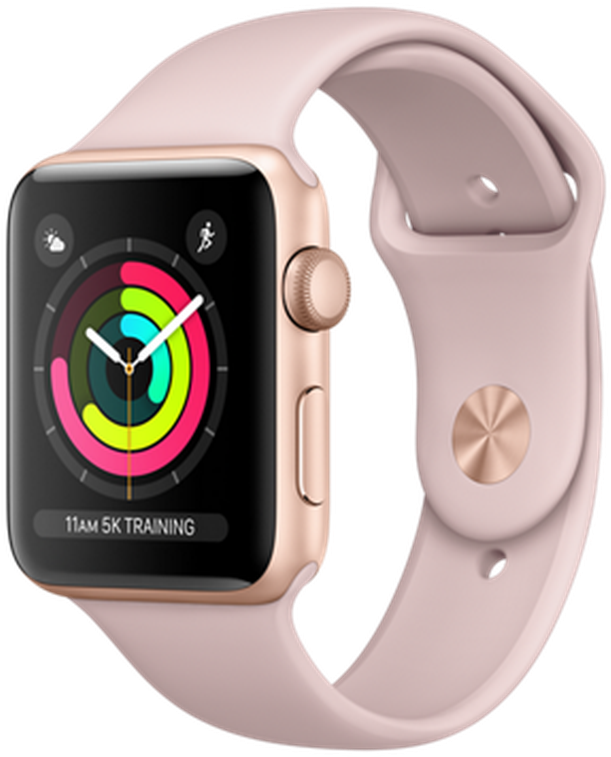 Apple Watch Series 3 Gps, 42mm Gold Aluminium Case - Apple Watch Series 3 Gold Aluminum Clipart (1000x1183), Png Download