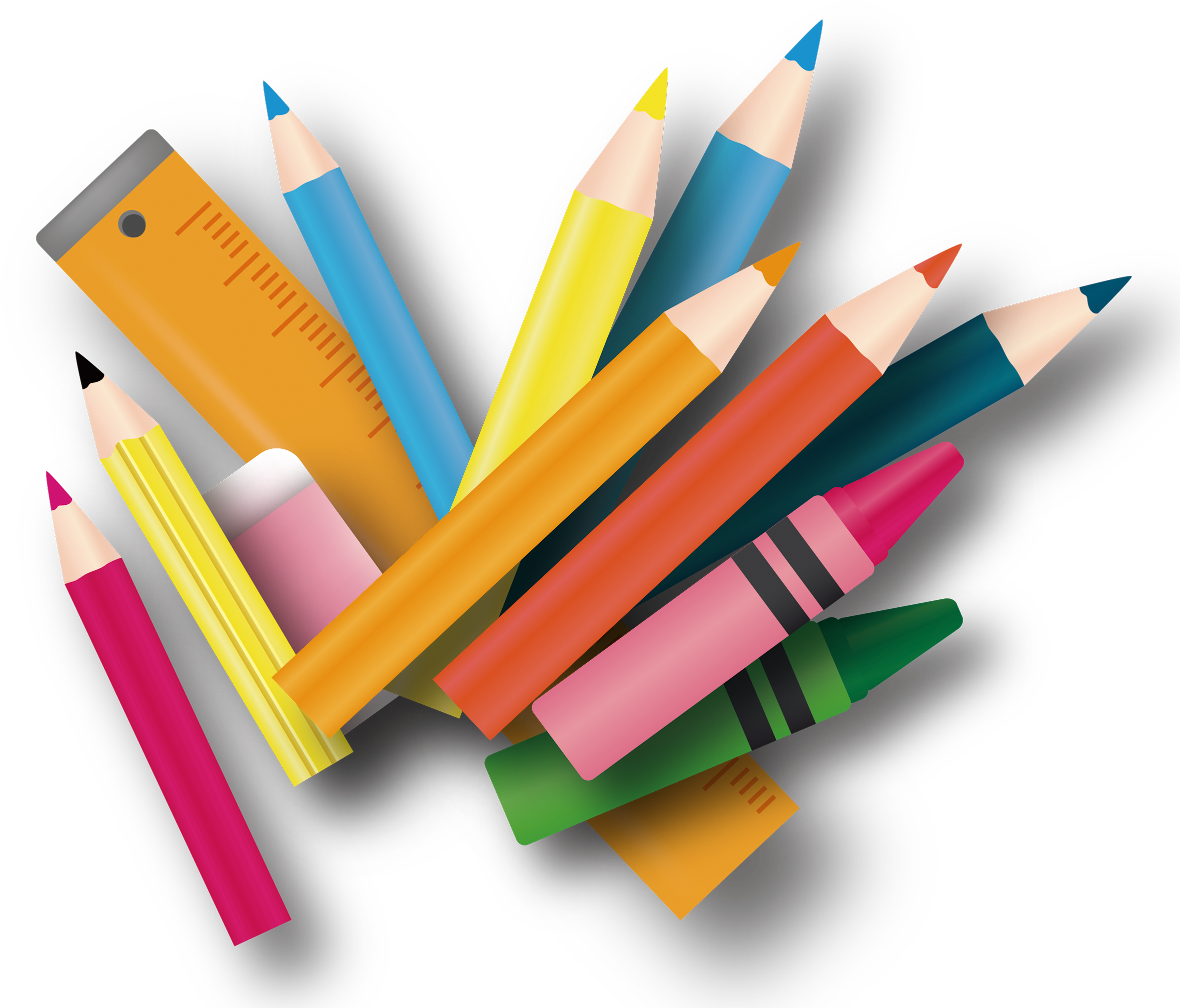 Colored Pencil Stationery Pencils - Colorful Pens Cartoon Png Clipart (2360x2088), Png Download