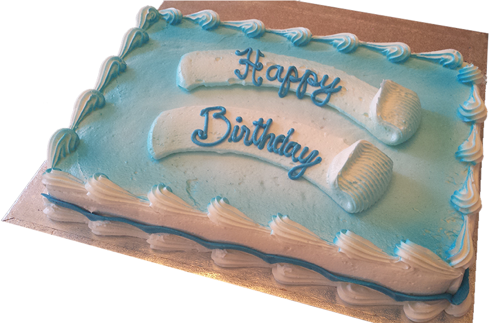 Blue Banner Decorated Slab - Birthday Cake Clipart (1000x1000), Png Download