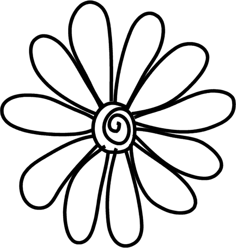 Daisy Outline Png - White Flower Doodle Png Clipart (825x868), Png Download