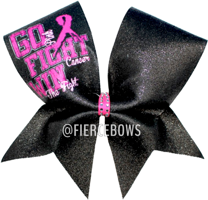 Go, Fight, Win Cancer Awareness Bow - Satin Clipart (699x674), Png Download