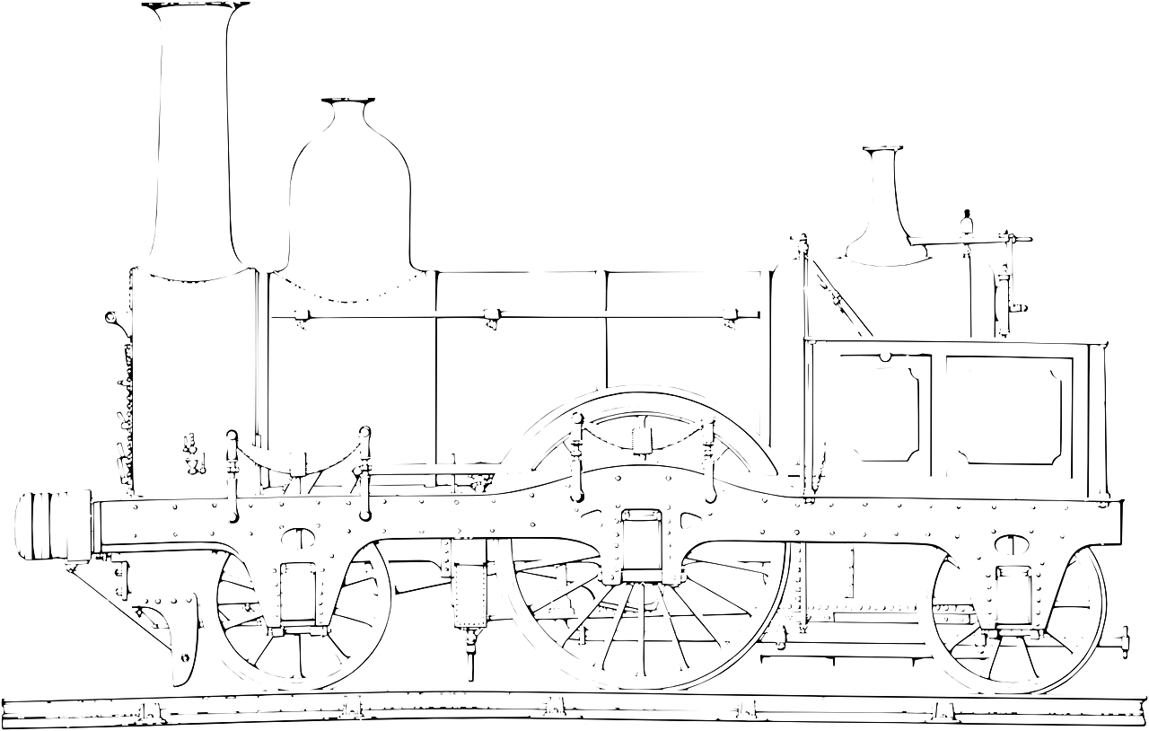 Railway Engine White Train Png Image - Vektor Garis Putih Kereta Api Clipart (1280x814), Png Download