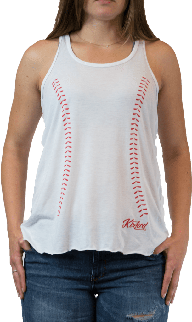 Women' Baseball Stitch Tank Korked - Active Tank Clipart (819x1024), Png Download