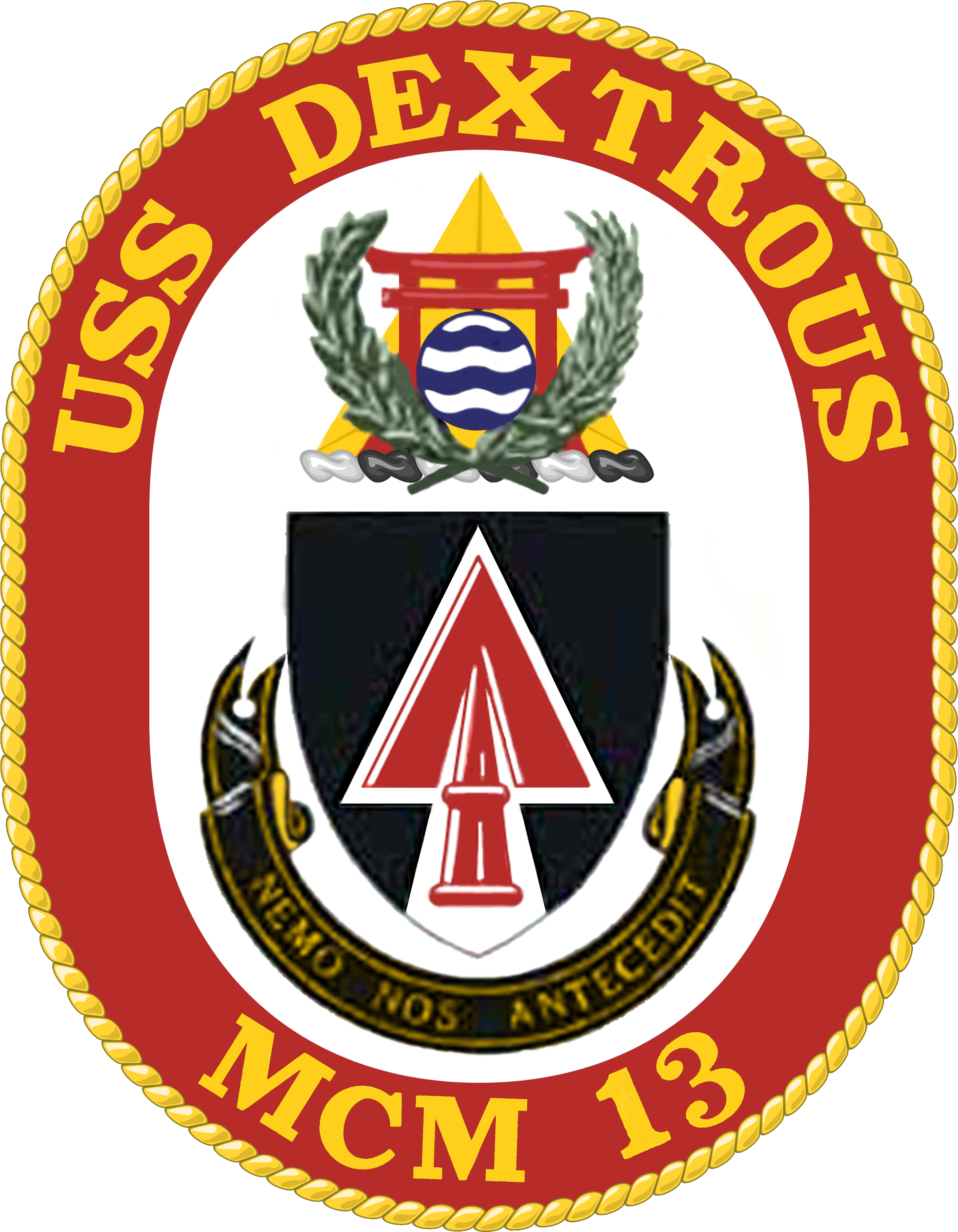 Uss Dextrous Mcm-13 Crest - Uss Dextrous Mcm 13 Clipart (1868x2401), Png Download